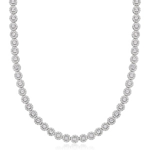 image:imageRossSimons 1300 ct tw CZ Halo Tennis Necklace in Sterling SilverCubic Zirconia
