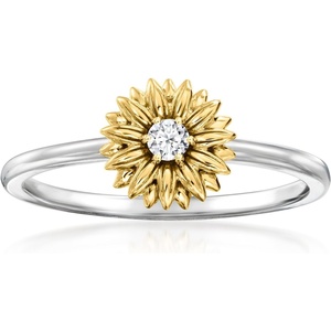 image:imageRossSimons 14kt Yellow Gold and Sterling Silver Sunflower Ring With Single LabGrown DiamondDiamond