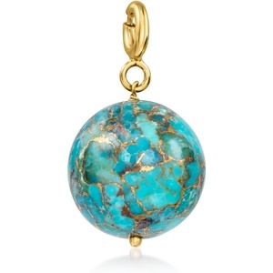 image:imageRossSimons 14mm Turquoise Bead Charm in 18kt Gold Over Sterling