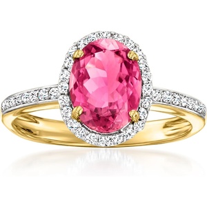 image:imageRossSimons 170 Carat Pink Tourmaline Ring With 24 ct tw Diamonds in 14kt Yellow Goldtourmalinee