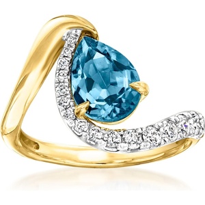 image:imageRossSimons 180 Carat London Blue Topaz Ring With 41 ct tw LabGrown Diamonds in 18kt Gold Over SterlingDiamond