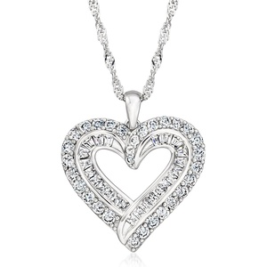 image:imageRossSimons 190 ct tw CZ Heart Pendant Necklace in Sterling Silver 18 inches