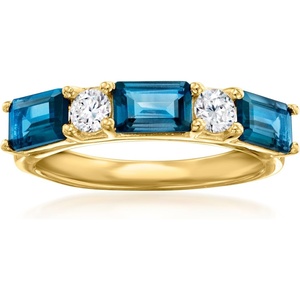 image:imageRossSimons 210 ct tw London Blue Topaz and 31 ct tw LabGrown Diamond Ring in 18kt Gold Over SterlingDiamond