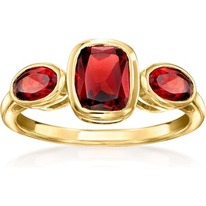 image:imageRossSimons 270 ct tw Garnet 3Stone Ring in 18kt Gold Over SterlingGarnet