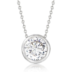 image:imageRossSimons 310 Carat BezelSet CZ Solitaire Necklace in Sterling SilverCubic Zirconia