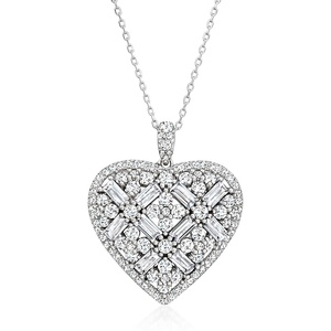 image:imageRossSimons 490 ct tw CZ Heart Pendant Necklace in Sterling Silver 18 inches