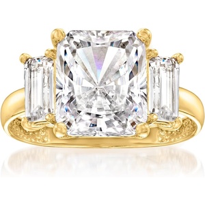 image:imageRossSimons 505 ct tw CZ 3Stone Ring in 14kt Yellow GoldCubic Zirconia