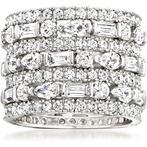 image:imageRossSimons 650 ct tw MultiShaped CZ MultiRow Eternity Band in Sterling SilverCubic Zirconia
