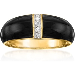 image:imageRossSimons Black Enamel Dome Ring With Diamonds in 18kt Gold Over SterlingDiamond