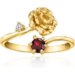 image:imageRossSimons Carnation FlowerJanuary Birthstone Ring With 30 Carat Garnet and Single LabGrown Diamond in 18kt Gold Over SterlingDiamond