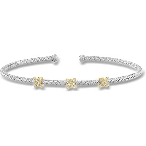 image:imageRossSimons Charles Garnier 10 ct tw CZ Butterfly Station Cuff Bracelet in Sterling Silver and 18kt Gold Over Sterling 75 inches