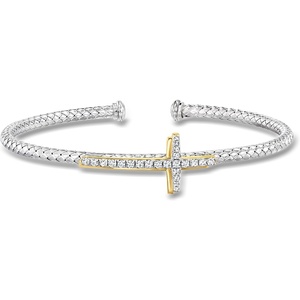 image:imageRossSimons Charles Garnier 30 ct tw CZ Cross Cross Bracelet in Sterling Silver and 18kt Gold Over Sterling 75 inches