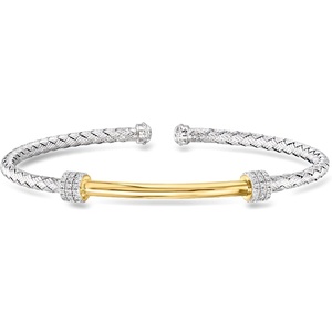 image:imageRossSimons Charles Garnier Aurora 30 ct tw CZ Bar Cuff Bracelet in Sterling Silver and 18kt Gold Over Sterling 7 inches