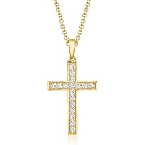 image:imageRossSimons Charles Garnier Grace 50 ct tw CZ Cross Pendant Necklace in 18kt Gold Over Sterling 17 inches