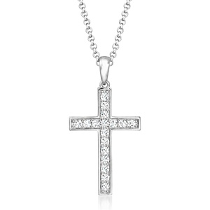image:imageRossSimons Charles Garnier Grace 50 ct tw CZ Cross Pendant Necklace in Sterling Silver 17 inches