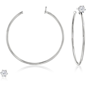 image:imageRossSimons Italian 50 ct tw CZ Jewelry Set Stud Earrings and Hoop Jackets in Sterling Silver