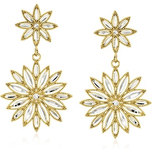 image:imageRossSimons Italian Sterling Silver and 18kt Gold Over Sterling Flower Drop Earrings
