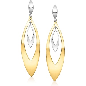 image:imageRossSimons Italian Sterling Silver and 18kt Gold Over Sterling MarquiseShaped Drop Earrings