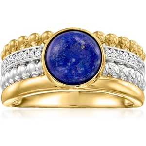 image:imageRossSimons Lapis and 30 ct tw White Topaz MultiRow Ring in Sterling Silver and 18kt Gold Over SterlingLapis Lazuli