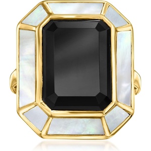 image:imageRossSimons Onyx and MotherOfPearl Ring in 18kt Gold Over Sterlingmother of pearl