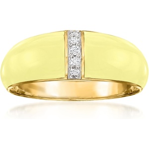 image:imageRossSimons Pastel Yellow Enamel Dome Ring With Diamonds in 18kt Gold Over SterlingDiamond