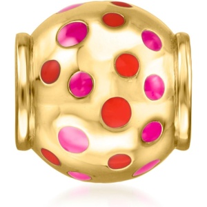 image:imageRossSimons Red and Pink Enamel Dotted Bead Charm in 18kt Gold Over Sterling