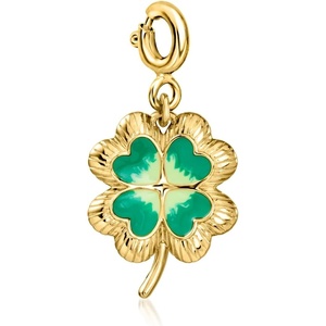 image:imageRossSimons Tonal Green Enamel Clover Charm in 18kt Gold Over Sterling