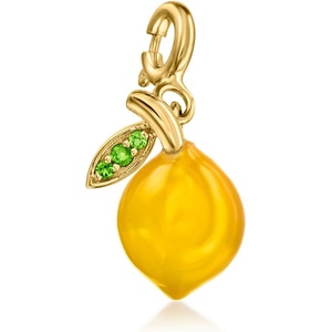 image:imageRossSimons Yellow Chalcedony Lemon Charm With Chrome Diopsides in 18kt Gold Over Sterling