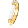 image:imageRossSimons 025 Carat BezelSet LabGrown Diamond Ring With White Enamel in 18kt Gold Over SterlingDiamond