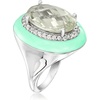 image:imageRossSimons 500 Carat Prasiolite and 30 ct tw White Zircon Ring With Pastel Green Enamel in Sterling Silverprasiolitequartz