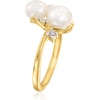 image:imageRossSimons 57mm Cultured Pearl Ring With LabGrown Diamonds in 18kt Gold Over Sterling