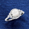 image:imageRossSimons 657mm Cultured Pearl and 25 ct tw Diamond Ring in 14kt White Gold