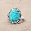 image:imageRossSimons Turquoise Carved Flower Ring in Sterling SilverCreated Turquoise