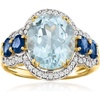 image:imageRossSimons 490 Carat Aquamarine and 110 ct tw Sapphire Ring With 28 ct tw Diamonds in 14kt Yellow GoldAquamarine