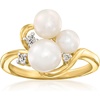 image:imageRossSimons 57mm Cultured Pearl Ring With LabGrown Diamonds in 18kt Gold Over Sterling
