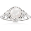 image:imageRossSimons 657mm Cultured Pearl and 25 ct tw Diamond Ring in 14kt White Gold