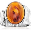 image:imageRossSimons Amber Hammered OpenWrap Ring in Sterling SilverAmber