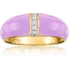 image:imageRossSimons Pastel Purple Enamel Dome Ring With Diamonds in 18kt Gold Over SterlingDiamond
