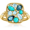 image:imageRossSimons Turquoise and 66 ct tw MultiGemstone Ring With 12 ct tw LabGrown Diamonds in 18kt Gold Over Sterling