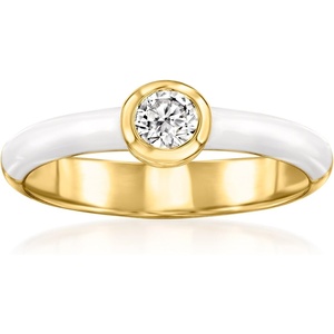 image:imageRossSimons 025 Carat BezelSet LabGrown Diamond Ring With White Enamel in 18kt Gold Over SterlingDiamond