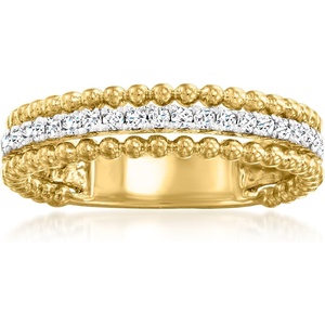 image:imageRossSimons 025 ct tw Diamond Beaded 3Row Ring in 18kt Gold Over SterlingDiamond
