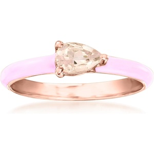 image:imageRossSimons 030 Carat Morganite Ring With Pastel Pink Enamel in 18kt Rose Gold Over SterlingMorganite