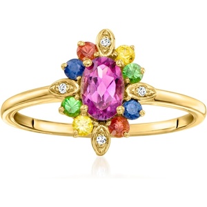 image:imageRossSimons 050 Carat Pink Topaz and 38 ct tw MultiGemstone Ring With Diamonds in 14kt Yellow GoldSapphire