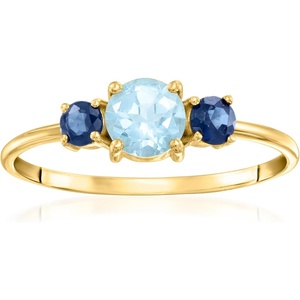image:imageRossSimons 050 Carat Sky Blue Topaz Ring With 20 ct tw Sapphires in 10kt Yellow GoldSapphire