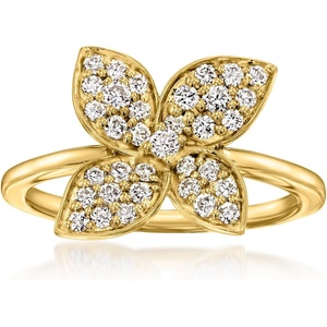 image:imageRossSimons 050 ct tw LabGrown Diamond Flower Ring in 18kt Gold Over SterlingDiamond