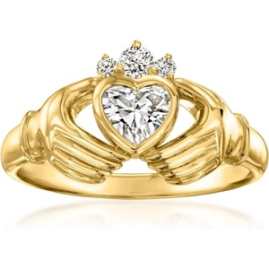 image:imageRossSimons 063 ct tw LabGrown Diamond Claddagh Ring in 18kt Gold Over SterlingDiamond
