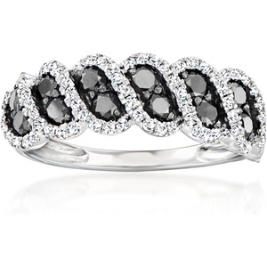 image:imageRossSimons 090 ct tw Black and White Diamond Twisted Ring in Sterling Silver