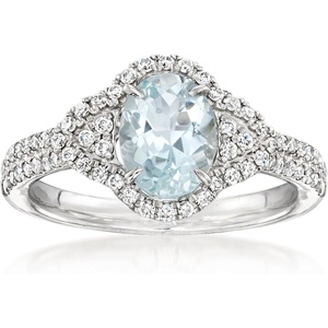 image:imageRossSimons 120 Carat Aquamarine and 46 ct tw Diamond Ring in 14kt White GoldAquamarine
