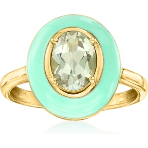image:imageRossSimons 120 Carat Prasiolite Ring With Pastel Green Enamel in 18kt Gold Over Sterlingprasiolitequartz