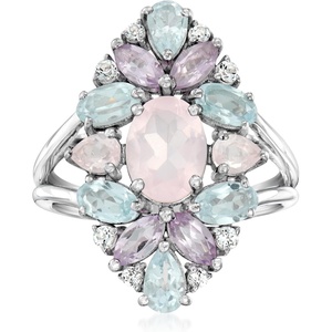 image:imageRossSimons 120 Carat Rose Quartz and 260 ct tw Pastel MultiGemstone Ring in Sterling SilverAmethyst